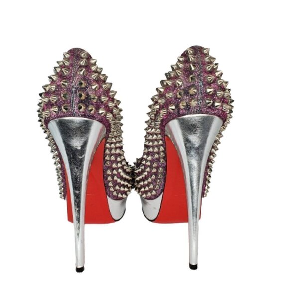 Christian Louboutin Metallic Lady Peep Spikes 150 Pumps - Picture 5 of 8